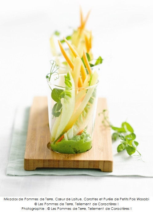 mikados_de_pommes_de_terre_coeur_de_laitue_carottes_et_puree_de_petits_pois_wasabi_