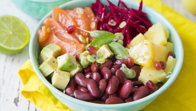 Poke bowl saumon haricots rouges