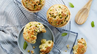 Muffins petits pois, menthe parmesan