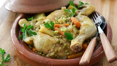 Tajine poulet petit pois carottes