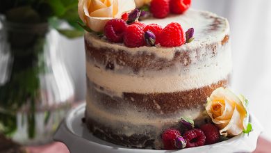 Naked cake thé rose jasmin framboises
