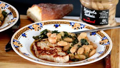 Escalope de veau Haricots Tarbais aux épinards et cumin