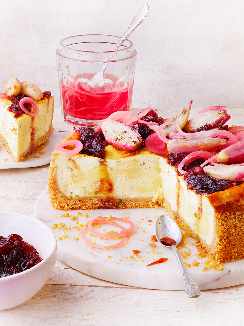 Cheesecake au Livarot et oignons