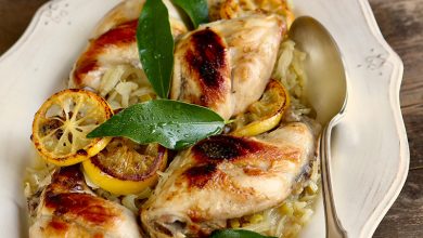 Lapin mijoté citrons grillés