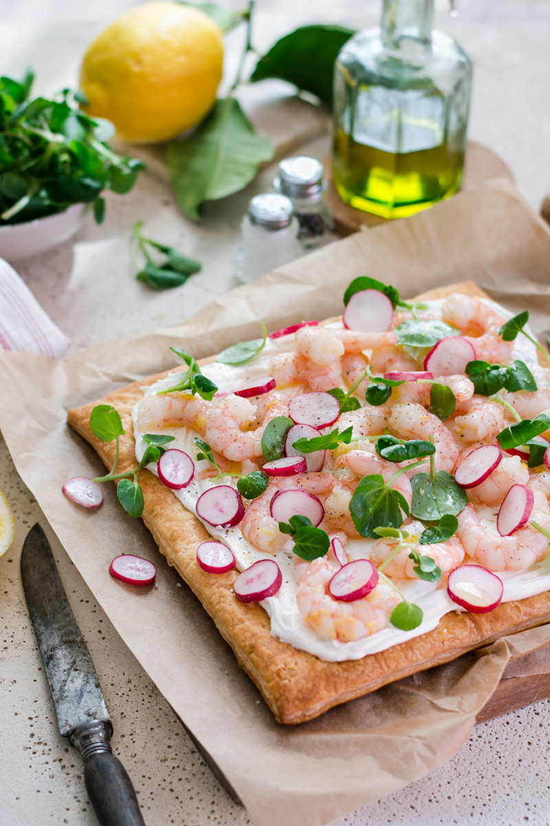 Tarte feuilletée crevettes 