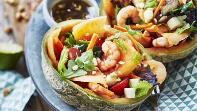 Bowl thaï de melon aux crevettes