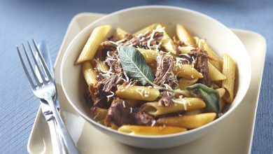 Penne au bœuf beurre de sauge