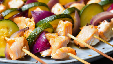 Brochettes truite marinée