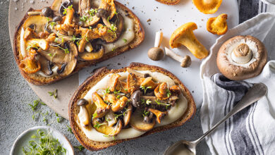Tartines crème d’ail, champignons sautés, huile de persil Fleur de Sel Le Guérandais