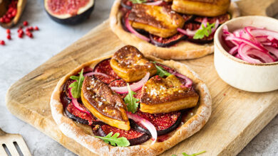 Pizzetas figues escalopes de Foie Gras poêlées