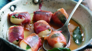 Coquilles Saint-Jacques jambon de Parme sauge, sauce Marsala
