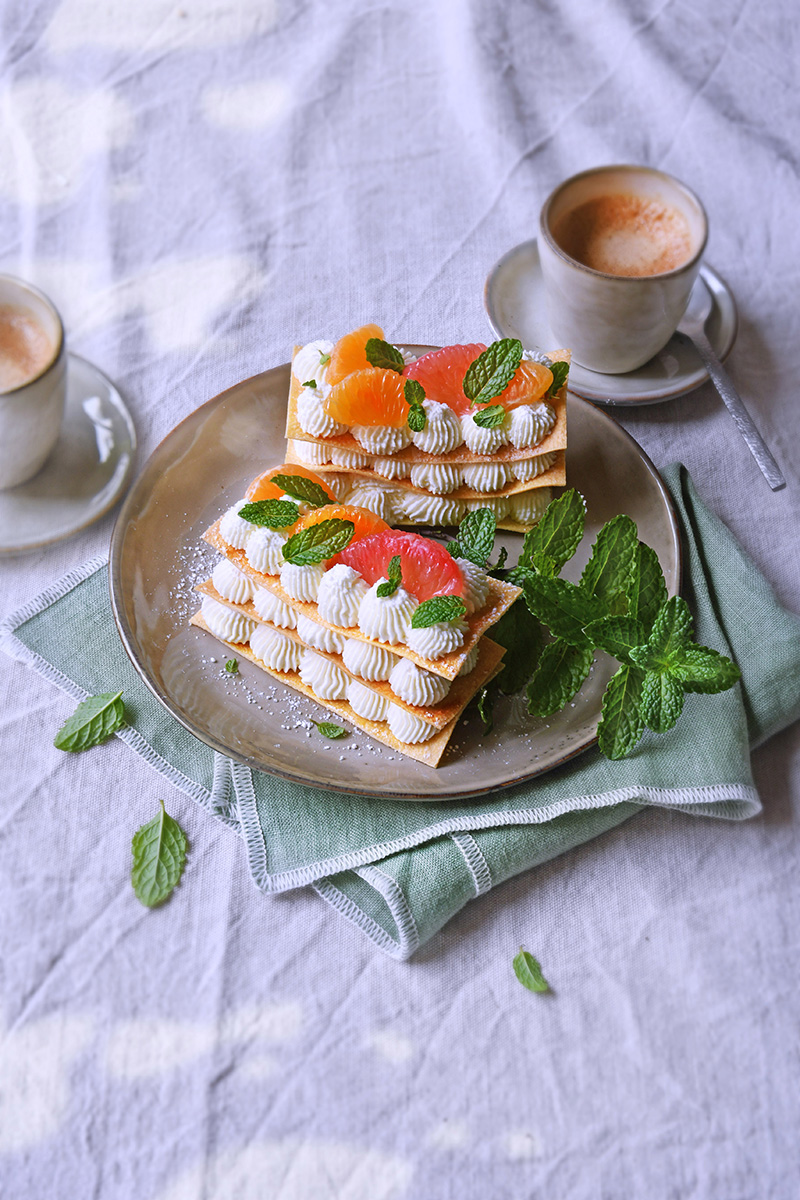 Millefeuille lasagnes chantilly agrumes