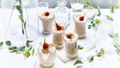 Mousse marron, noisettes caramélisées, pralin fleur de sel
