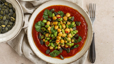 Pois chiche edamame sauce au poivre
