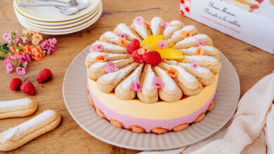 Bavarois biscuits à la cuillère Bonne Maman®, framboises mangue