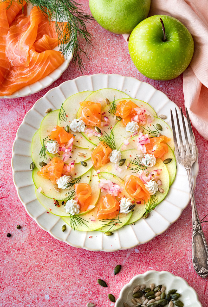 Carpaccio pommes vertes saumon fumé