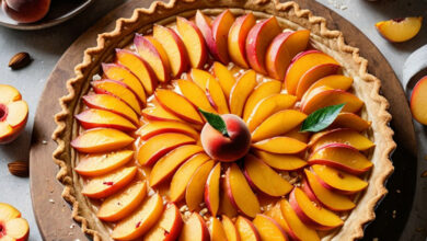 Tarte pêches fraîches crème d’amande