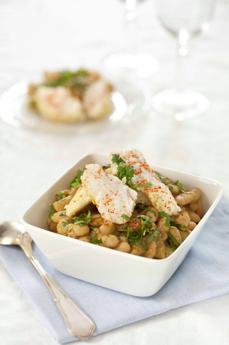 Cocotte de lotte Haricots Tarbais coriandre