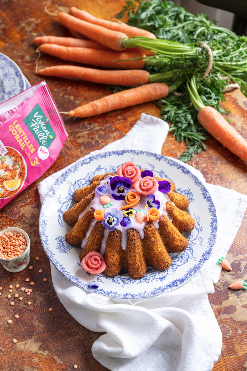 Carrot Cake sans gluten protéiné, lentilles corail