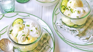 Glace concombre chantilly à la menthe