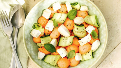 Salade fraicheur au melon, concombre Chavignol AOP