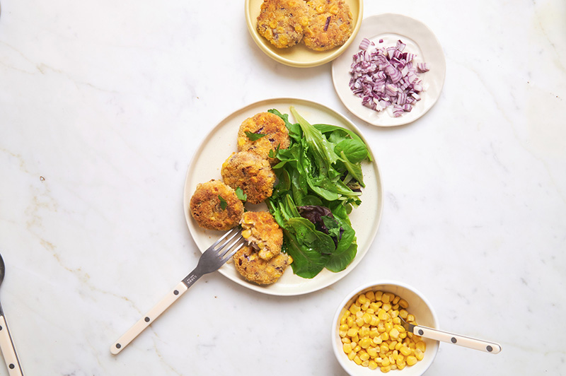 Croquettes de thon maïs salade
