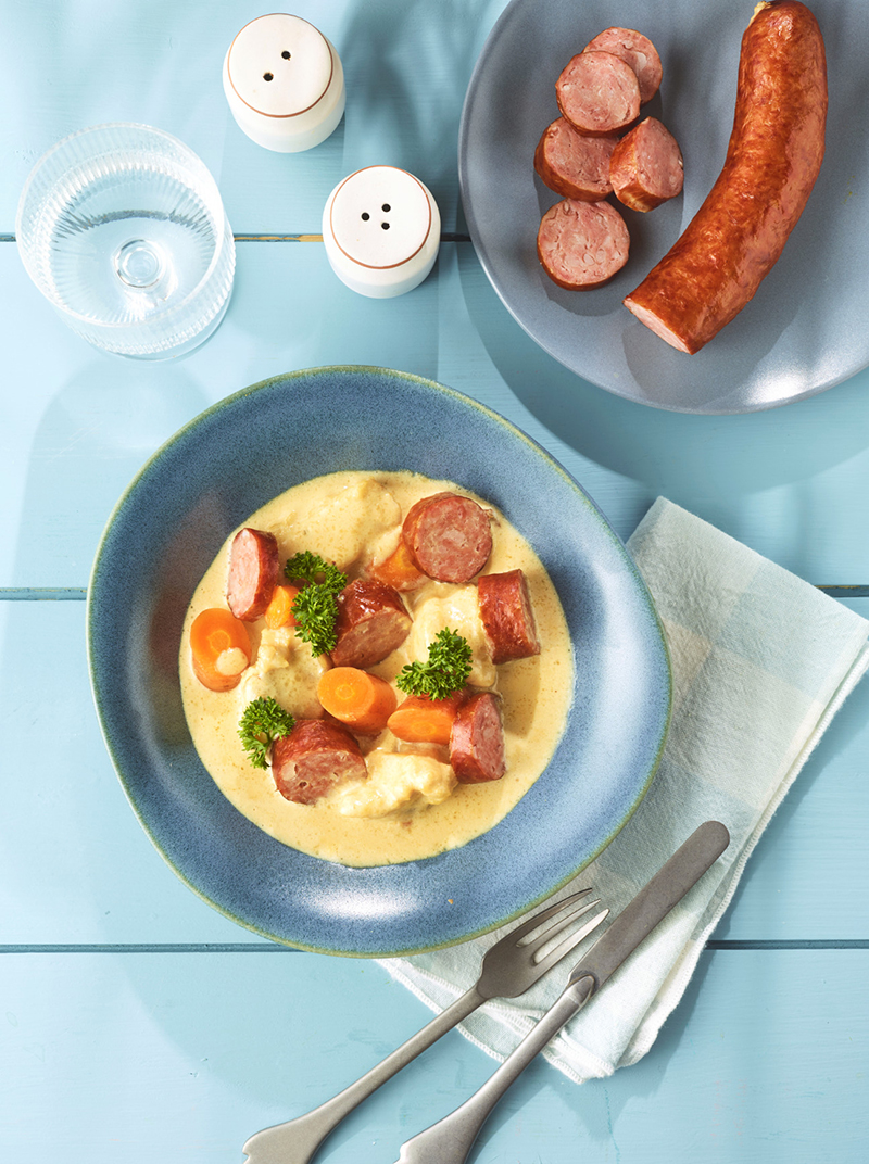 Blanquette de lotte Saucisse de Montbéliard IGP