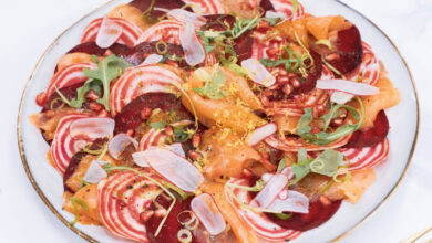 Carpaccio saumon fumé betteraves multicolores