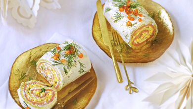 Roulés de saumon fromage frais mangue
