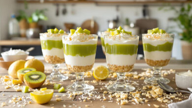 Mousse noix coco coulis de kiwi acidulé
