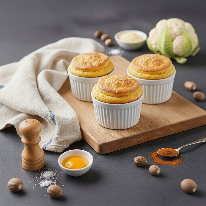 Mini-soufflés dorés chou-fleur emmental