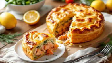 Tourte dorée saumon aneth
