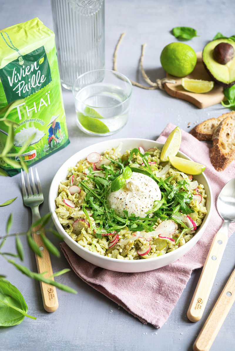 Salade de riz thaï sauce crémeuse pesto