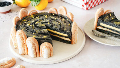 Entremets sésame noir citron
