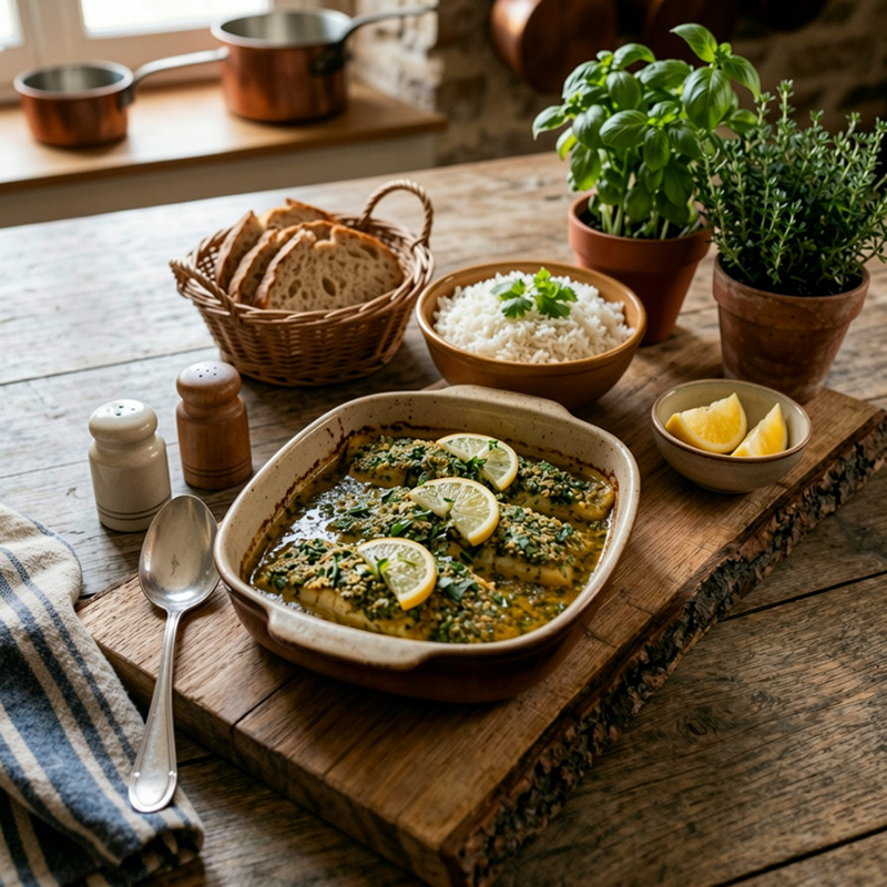 Lieu jaune croûte d'herbes