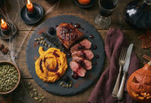 Magret de canard laqué mûre volcan de potimarron