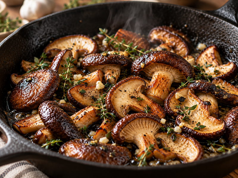 Shiitakes rôtis poêlés