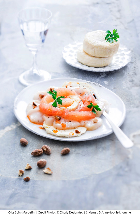 Carpaccio De Saint Jacques Au Saint Marcellin A Vos Assiettes Recettes De Cuisine Illustrees