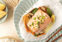 Papillotes de saumon lait de coco légumes croquants