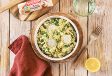 Risotto petits pois courgette, Bûche SOIGNON