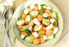 Salade fraicheur au melon, concombre Chavignol AOP
