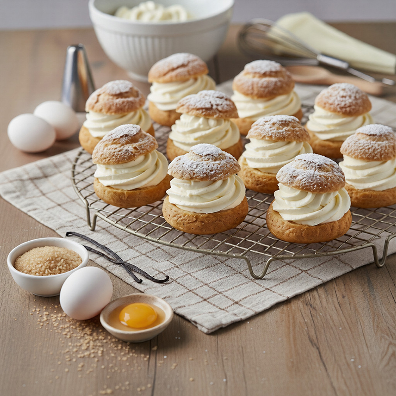 Choux dorés crème fouettée vanille Bourbon
