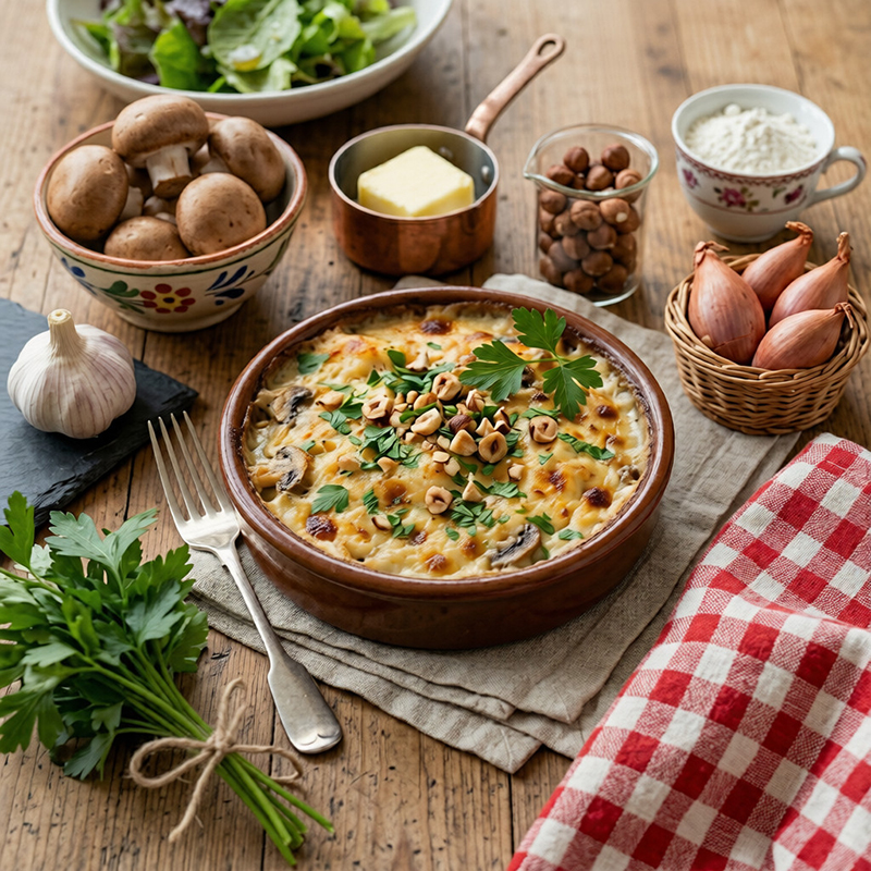 Gratin de poisson champignons persillés