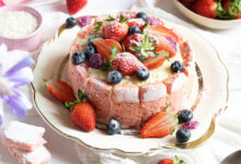 Charlotte biscuits roses, riz au lait fruits secs