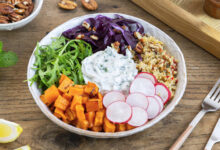 Bowl de légumes boulgour sauce Skyr Isigny Sainte-Mère