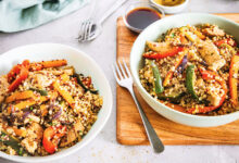 Émincé de dinde légumes sautés quinoa